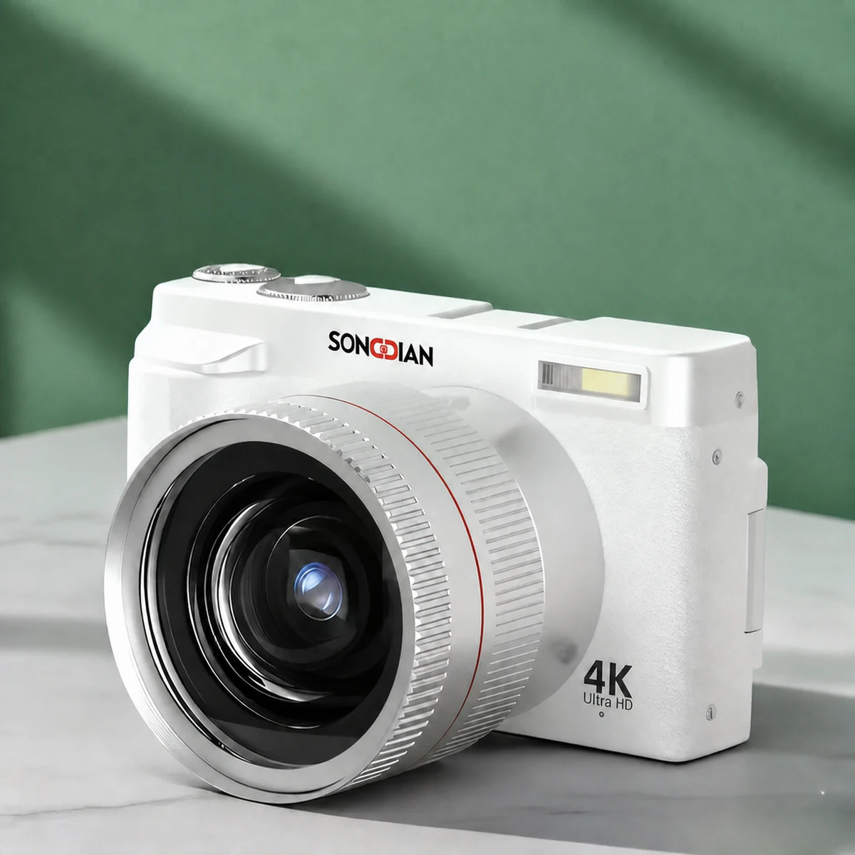 Songdian DC218-T3 digital camera - Configuration: Flip screen · Color: White · Accessories: Camera only · Storage: No memory card