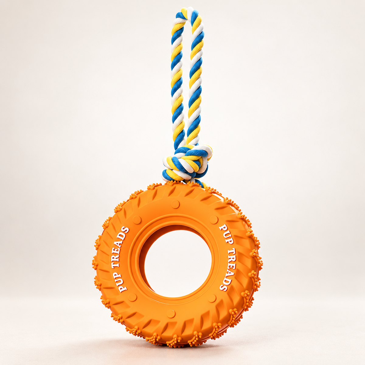 Orange rope tug toy for dogs, one piece