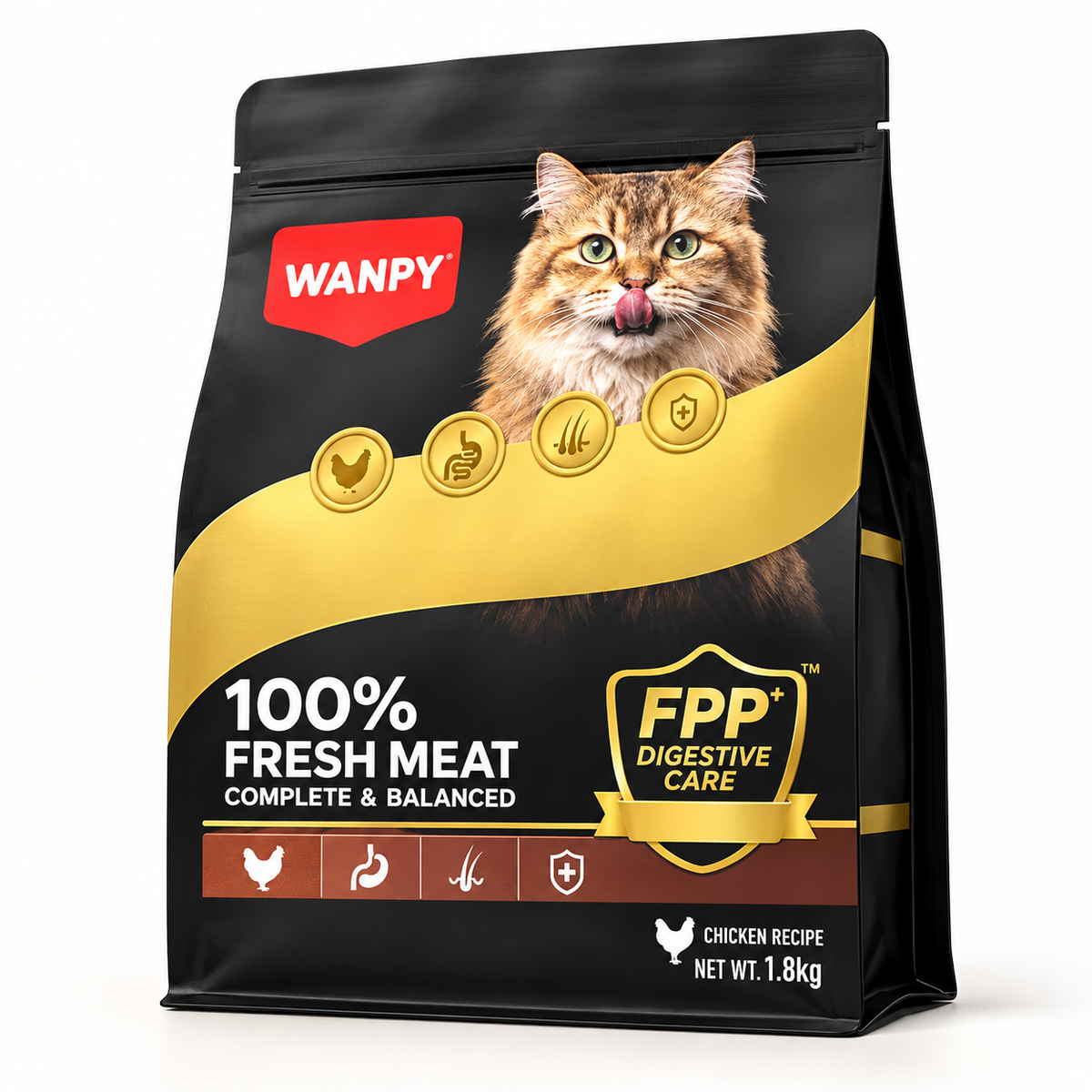 Wanpy chicken dry food for adult cats, 1.8 kg