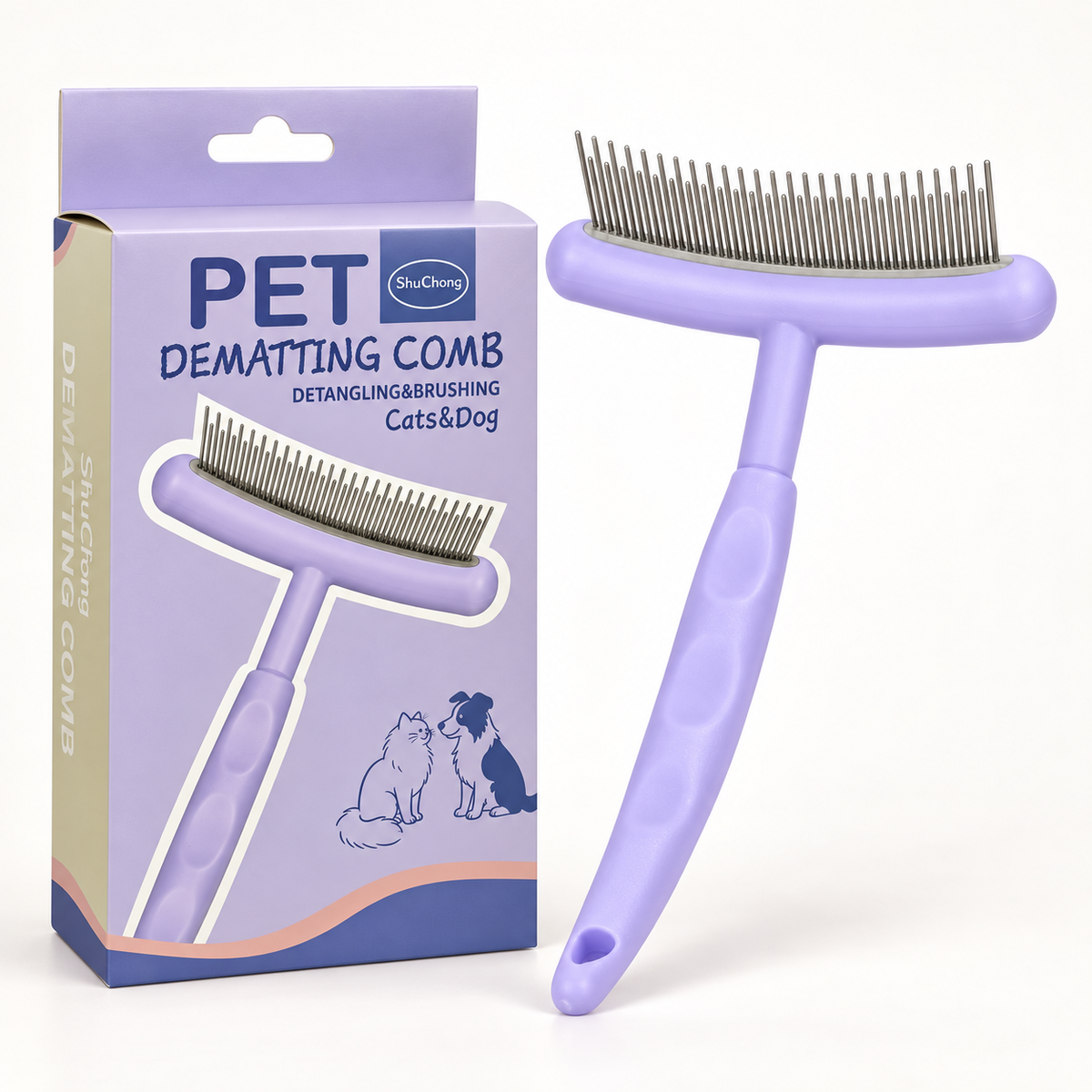 Chongguinuo purple mixed-length undercoat comb for cats