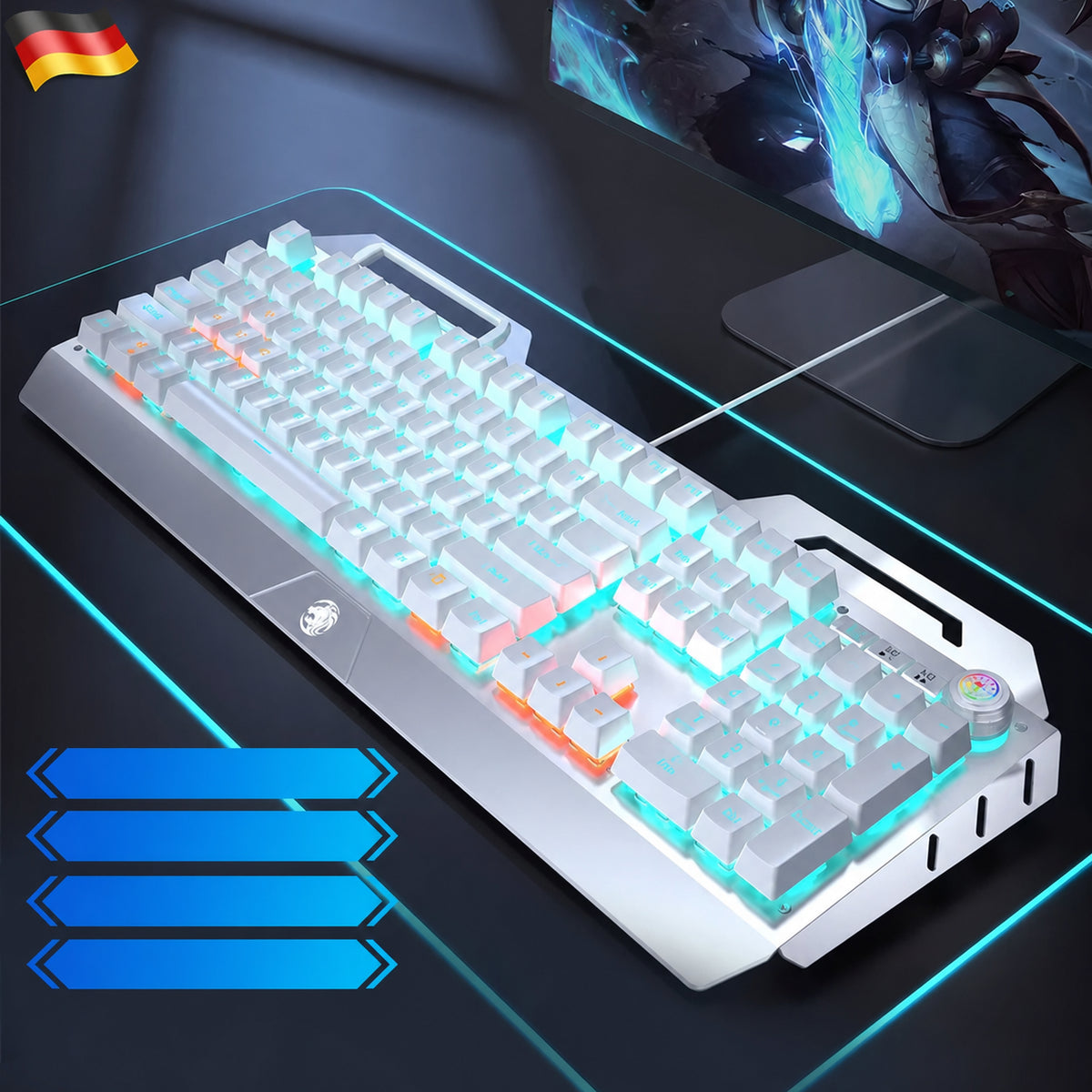TK900 keyboard - Configuration: Updated · Color: Silver White, blue light · Kit: Keyboard