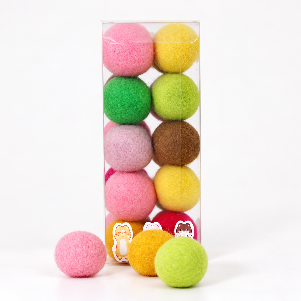 Bite Me set of 20 wool cat balls, 3 cm