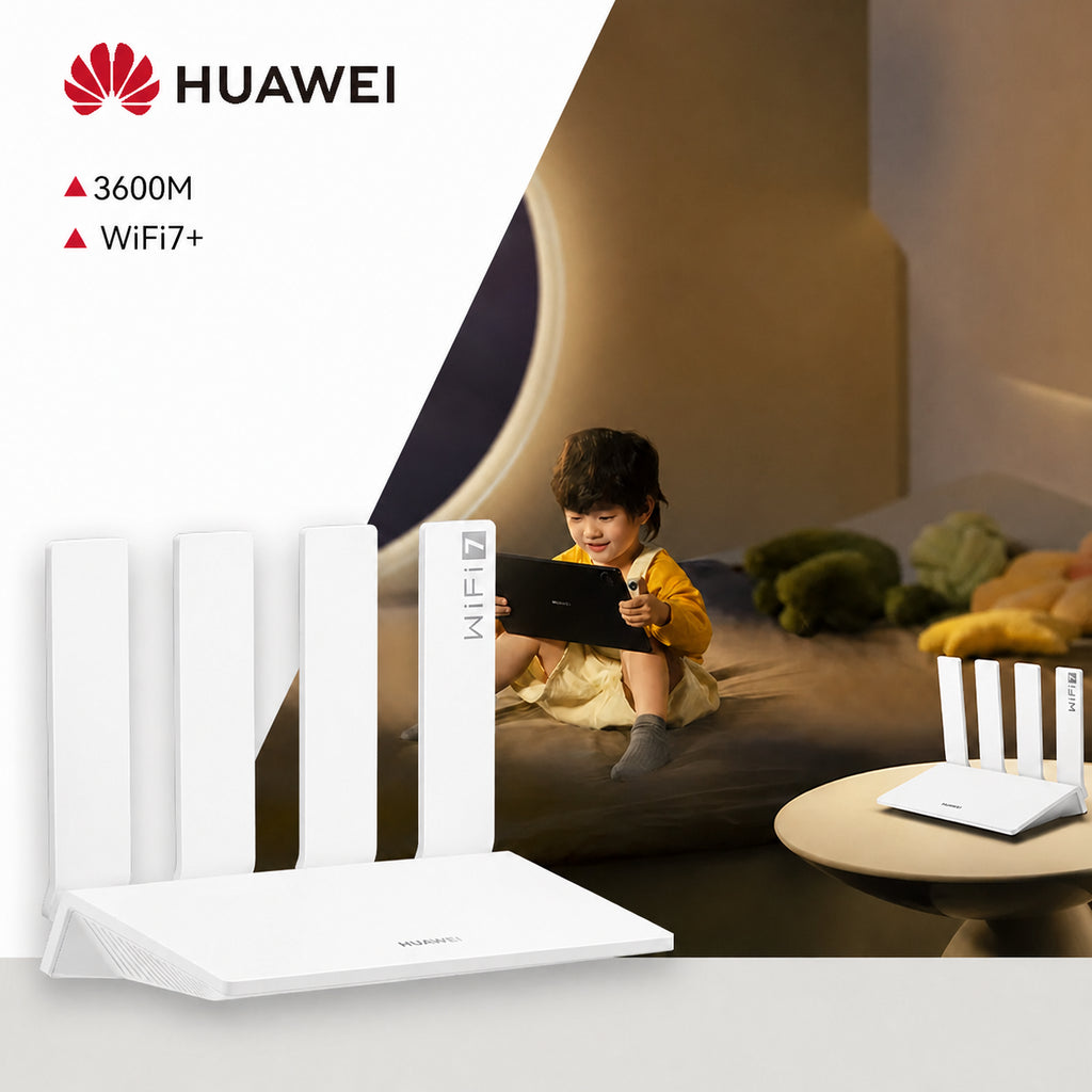 Huawei BE3 Pro Wi-Fi router - Model: BE3Pro · Speed: 3600 Mbps · Ports: Gigabit ports · Configuration: Swift