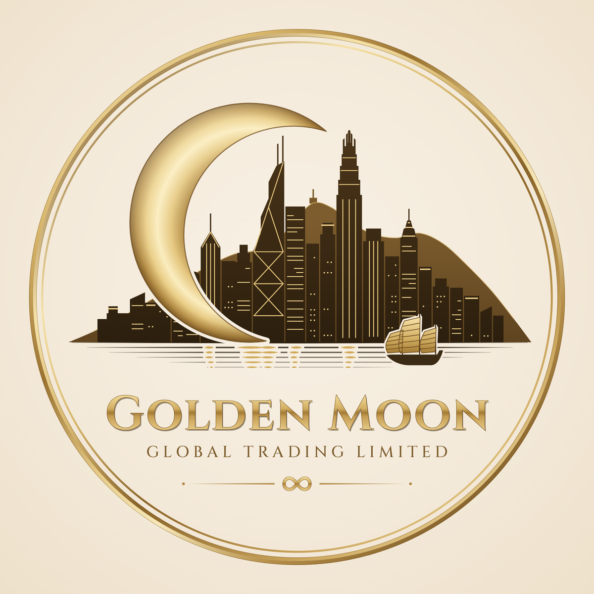 Golden Moon emblem with the Hong Kong skyline